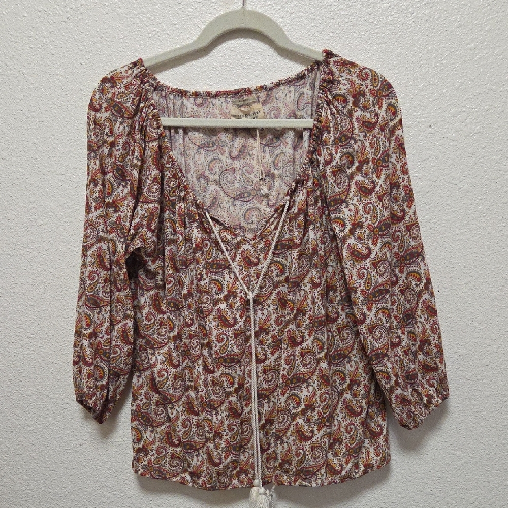 Ralph Lauren Red and Brown Paisley Blouse
